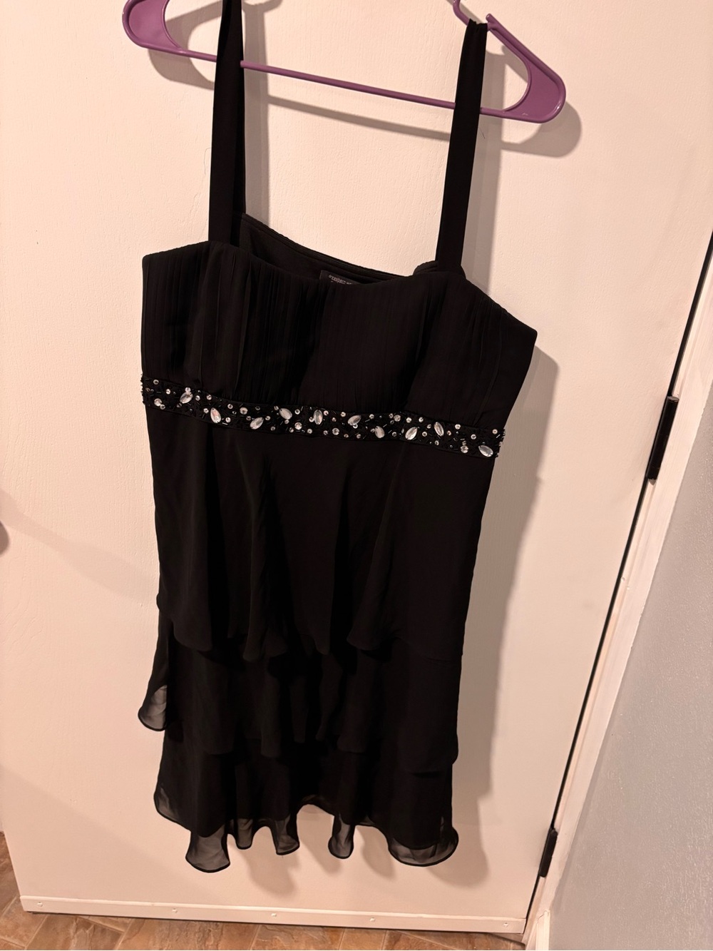 Y2K dress barn Black Tiered Embellished Strap Women's dress 18w